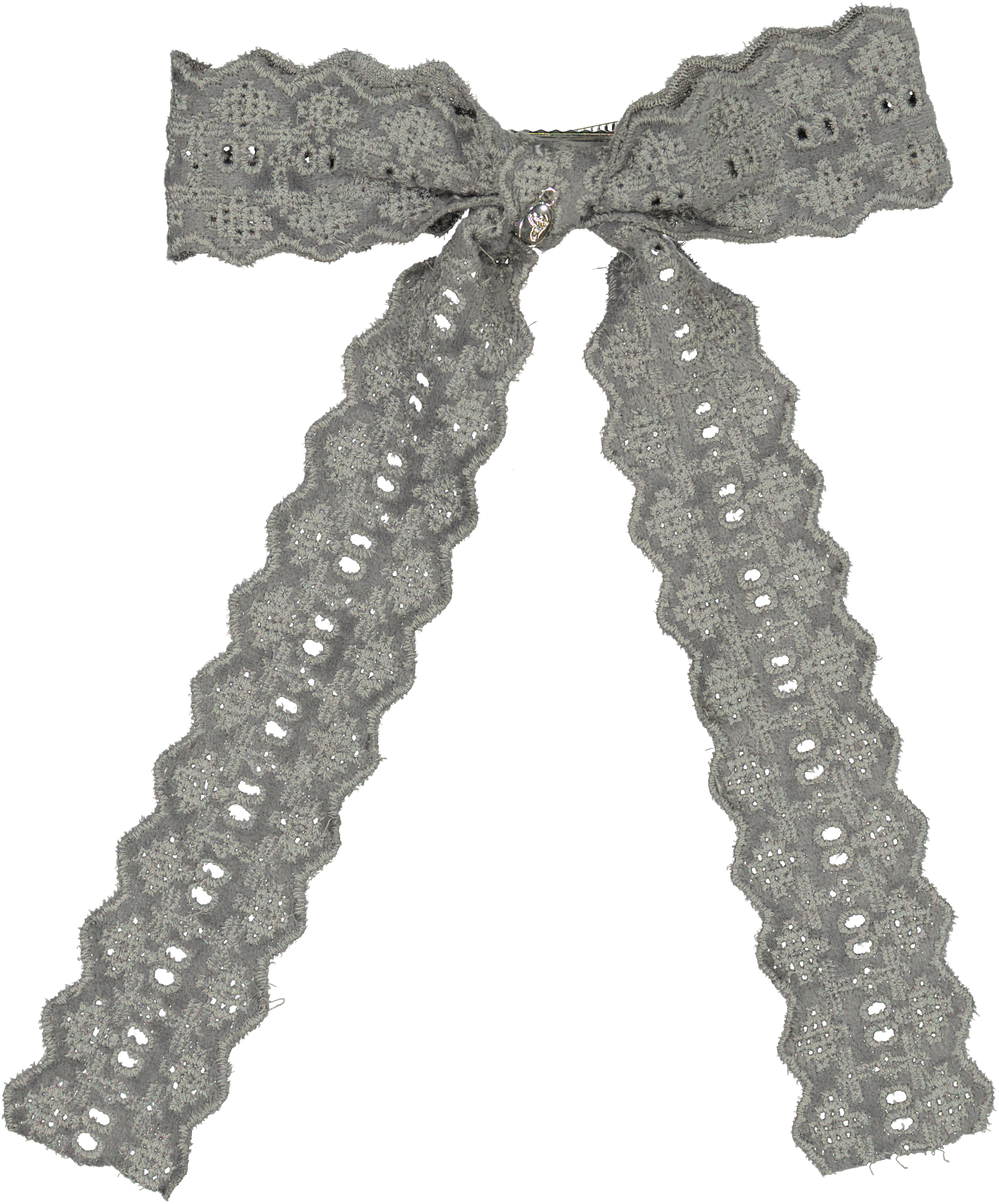 Embroidered Eyelet Velvet Bow Large Clip