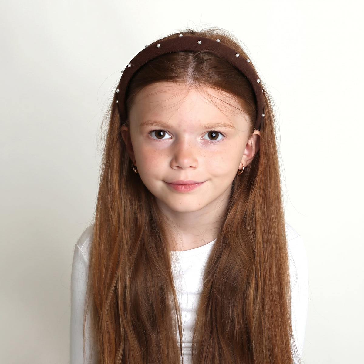 Scattered Pearls Headband Brown