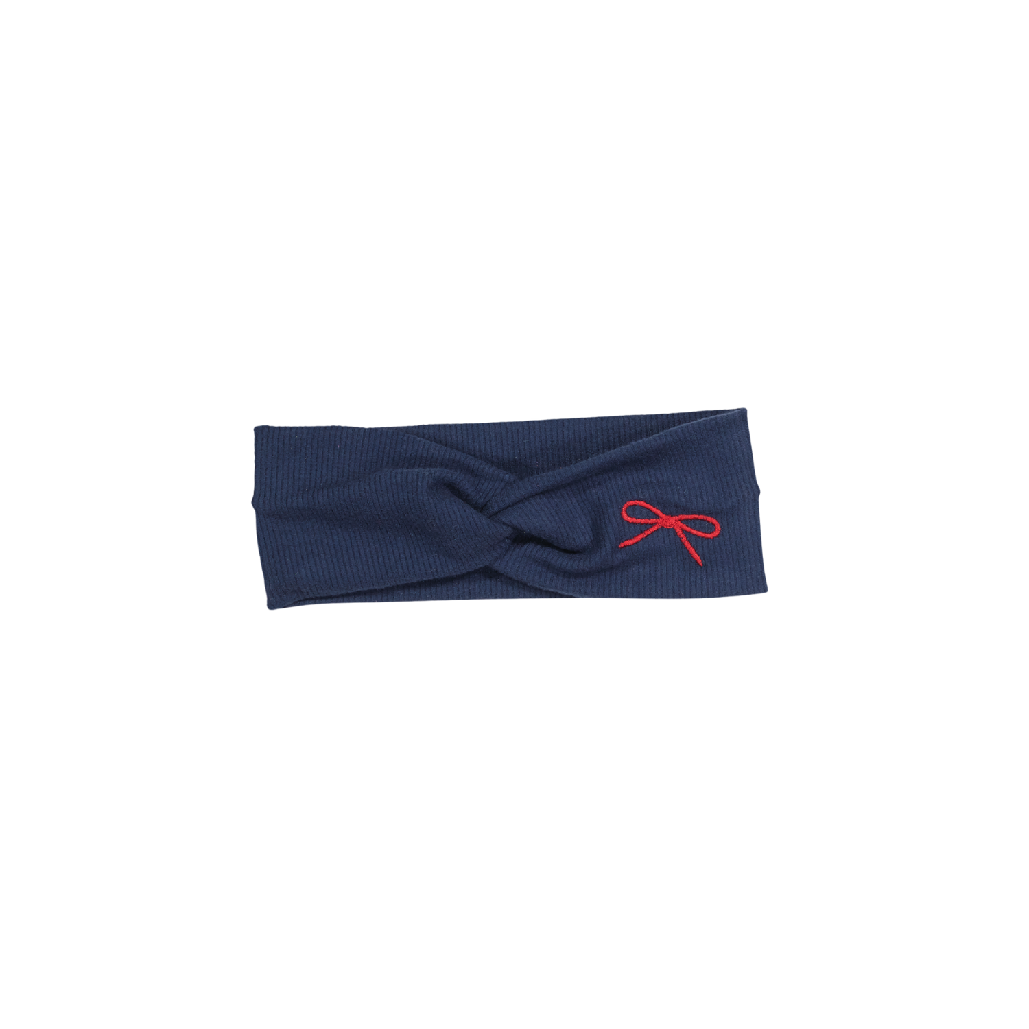 Embroidered Bow Twist Newborn Baby Headband Navy