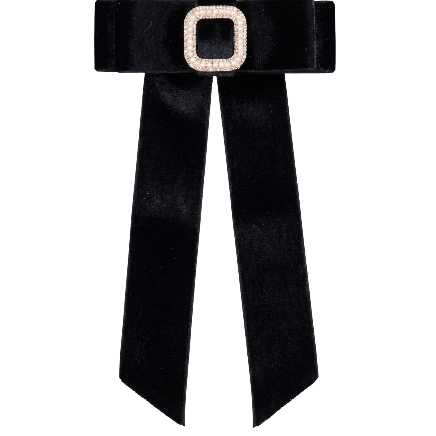 Square Rhinestone Buckle Bow Large Clip Black