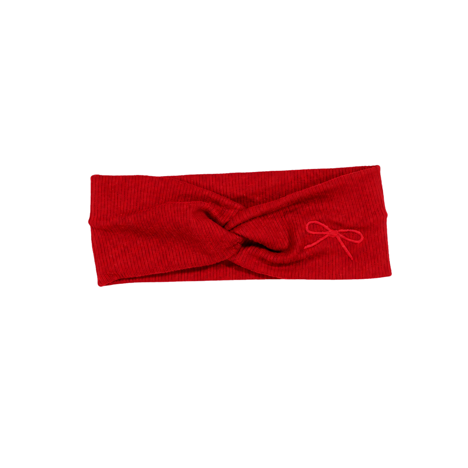 Embroidered Bow Twist Newborn Baby Headband Red