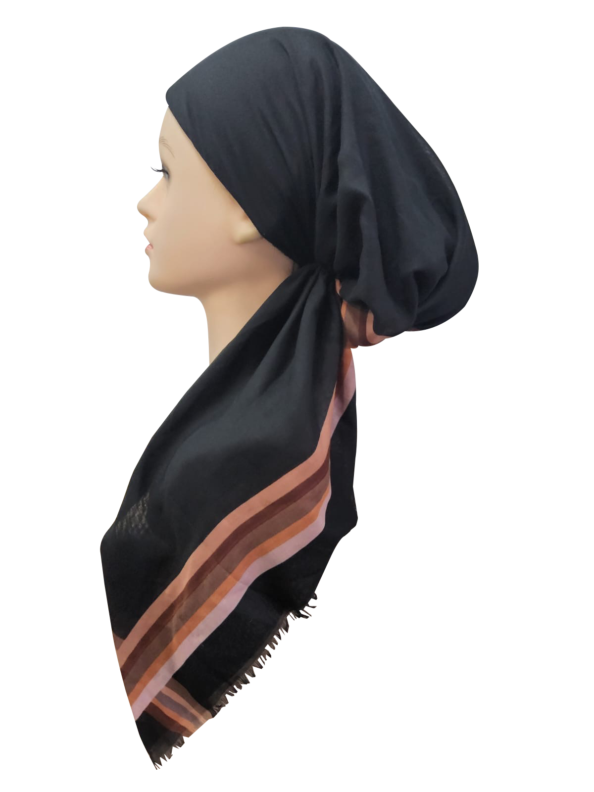Varsity Stripe Headscarf Black/Camel