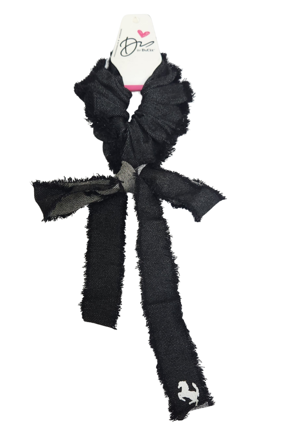 Horse Patch Denim Large Bow Scrunchy