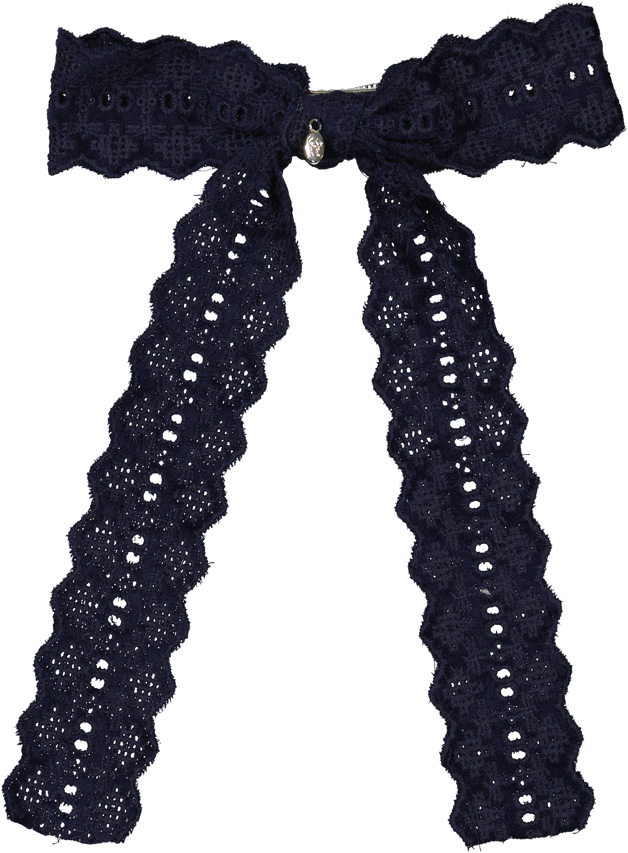 Embroidered Eyelet Velvet Bow Large Clip