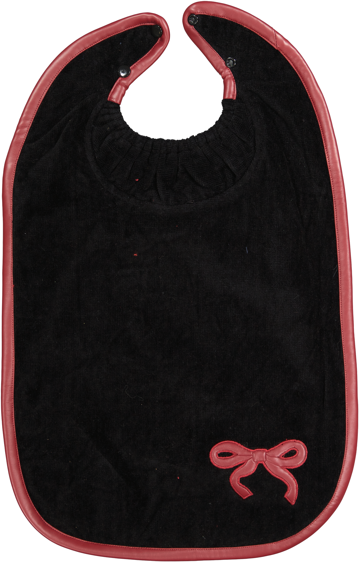 Leather Bow Bib Black/Burgundy