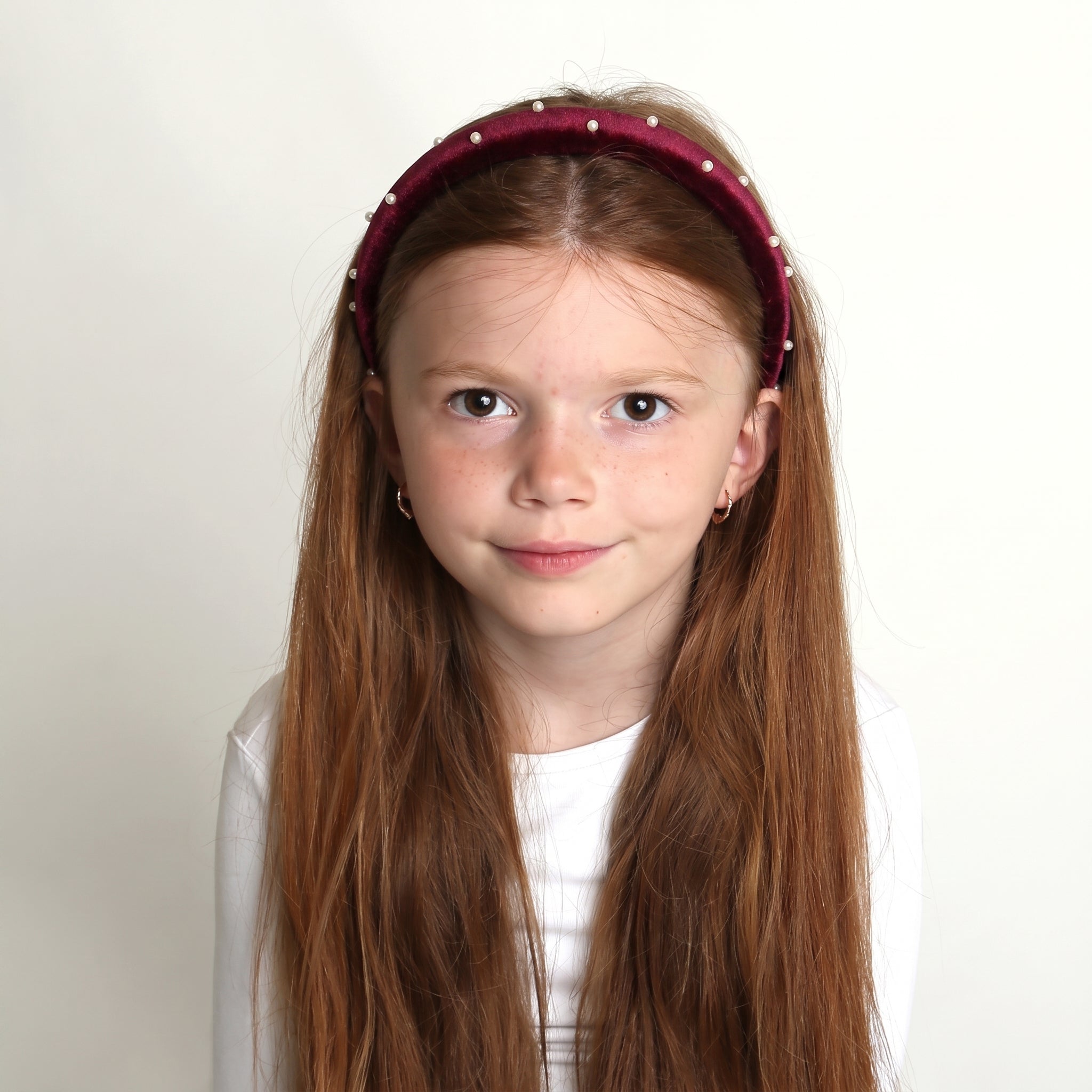 Scattered Pearls Headband Burgundy