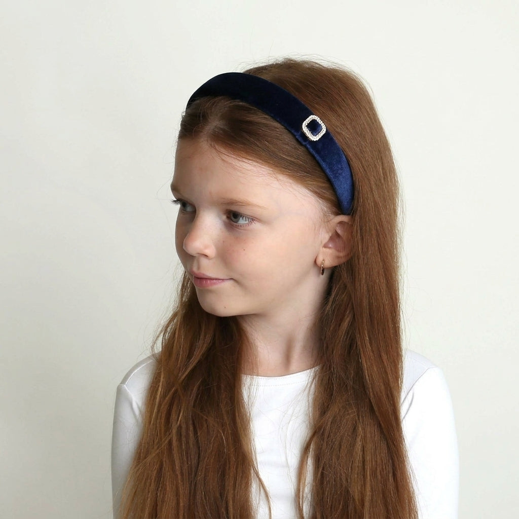 Solid Rhinestone Buckle Headband Navy