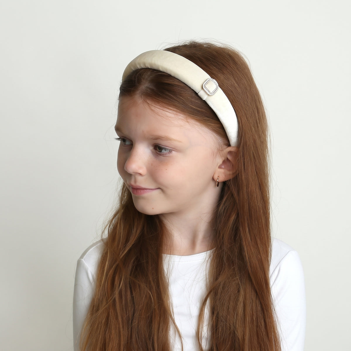 Solid Rhinestone Buckle Headband Ivory