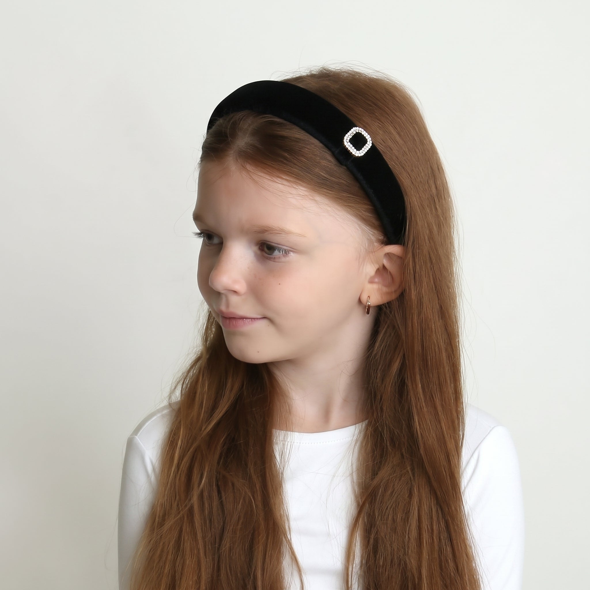 Solid Rhinestone Buckle Headband Black