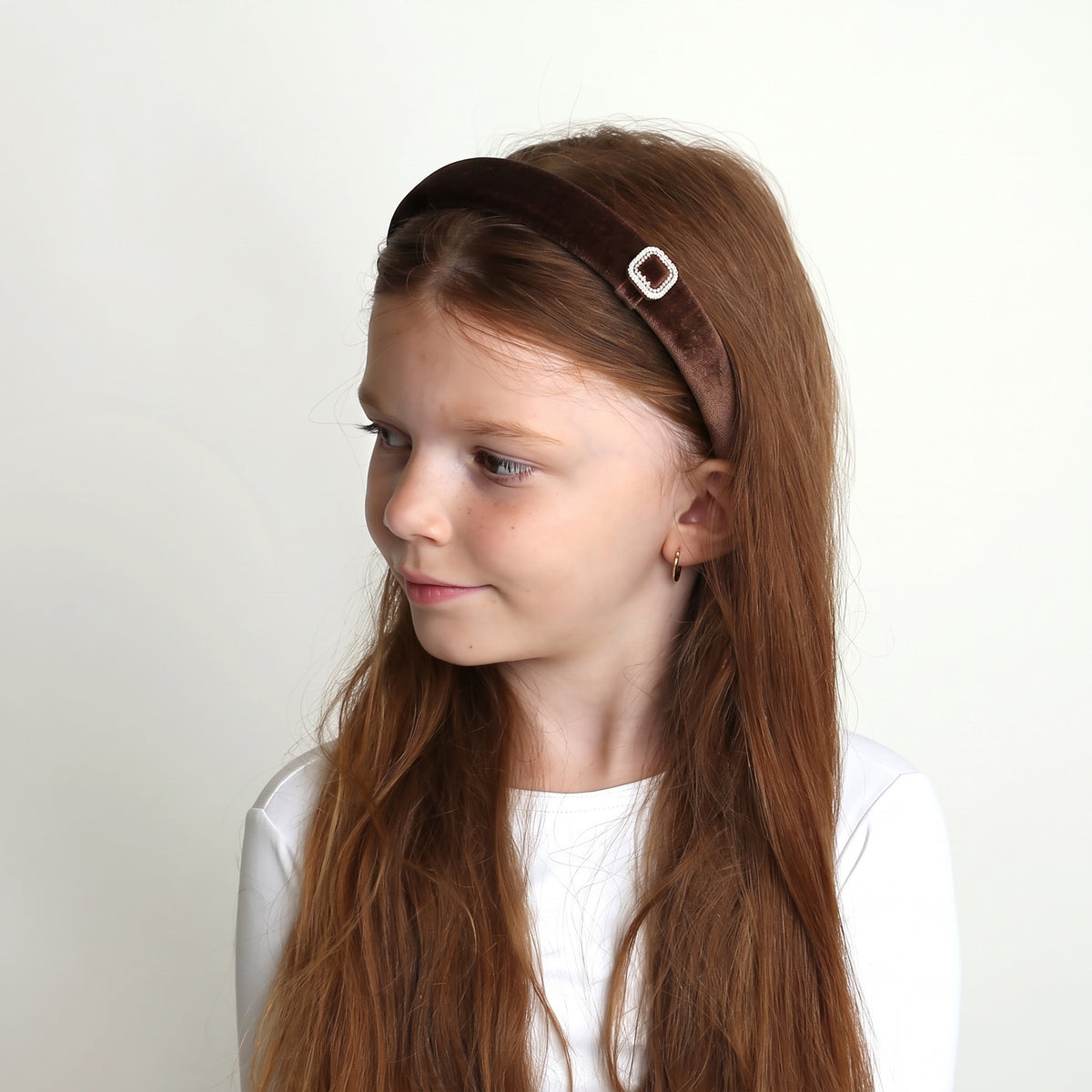 Solid Rhinestone Buckle Headband Brown