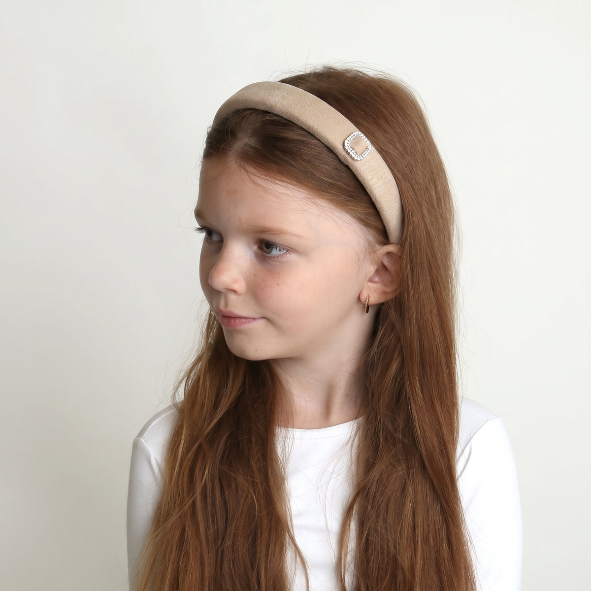 Solid Rhinestone Buckle Headband Sand