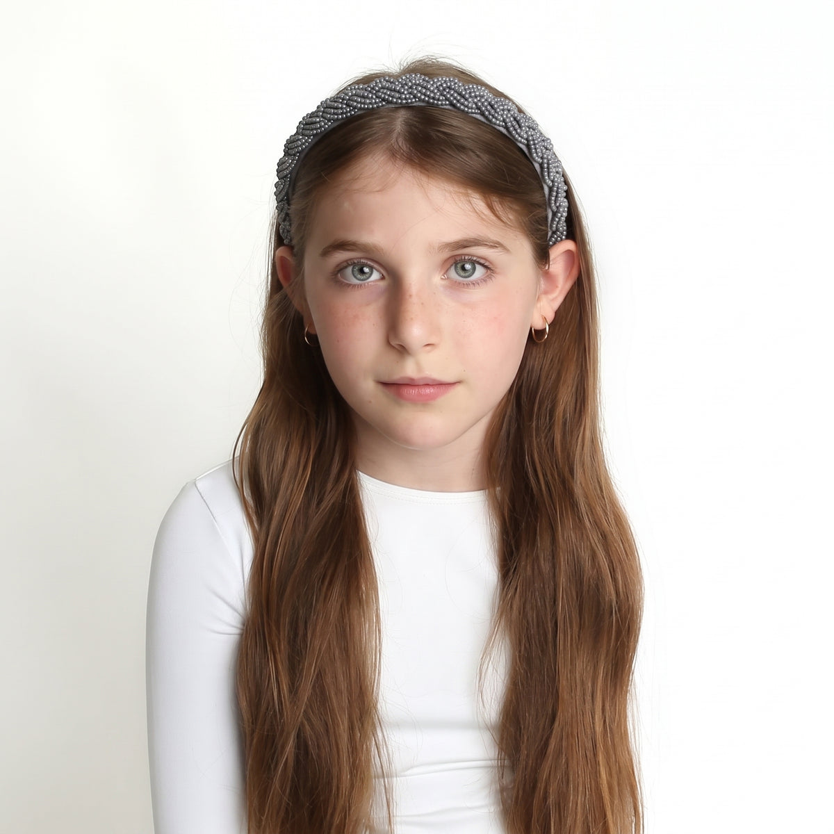 Colored Pearls Headband Grey