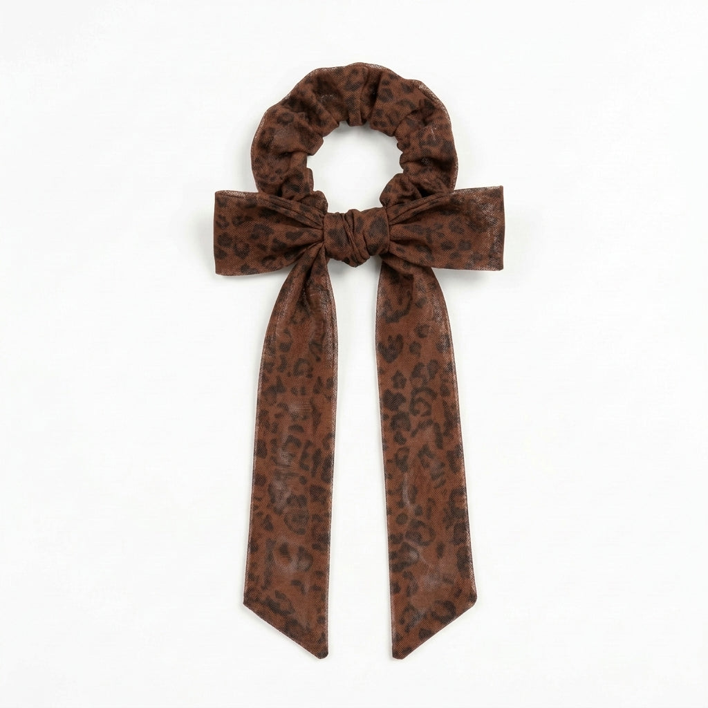 Mesh Leopard Large Scrunchy Brown