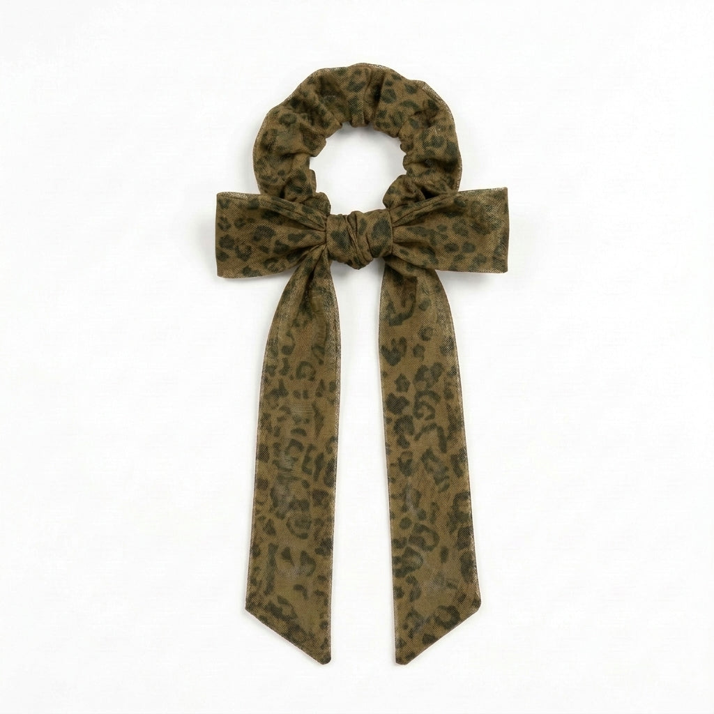 Mesh Leopard Large Scrunchy Olive