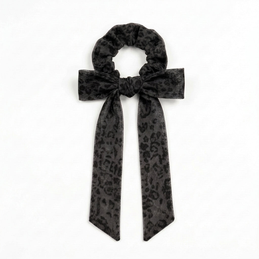 Mesh Leopard Large Scrunchy Black