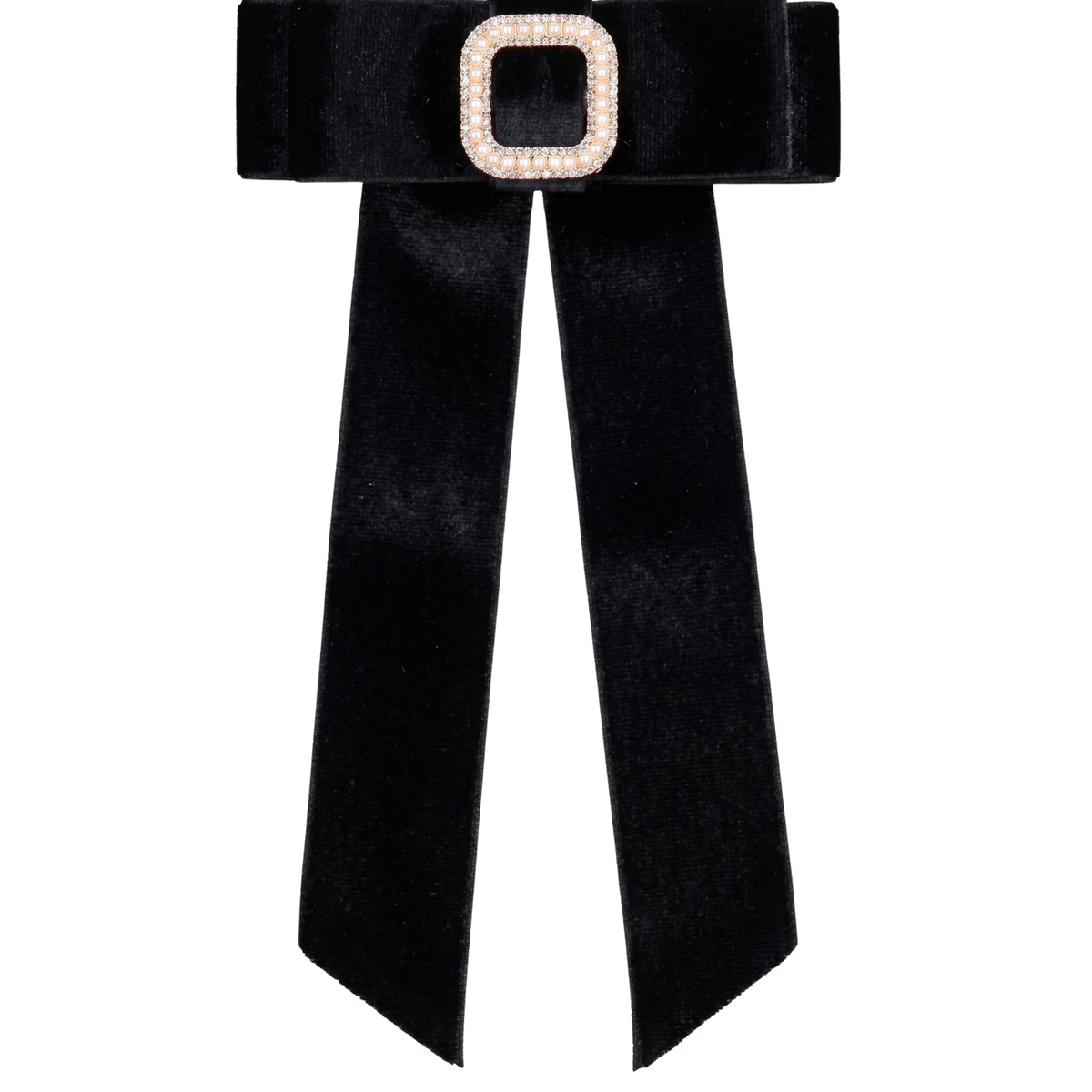 Square Rhinestone Buckle  Bow  Large Clip Black