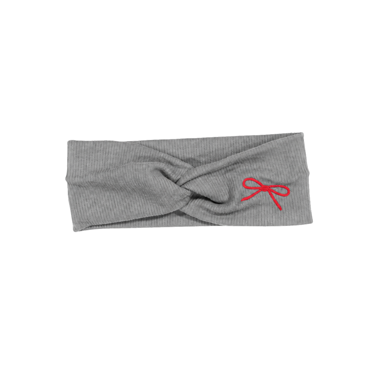 Embroidered Bow Twist Newborn Baby Headband Grey