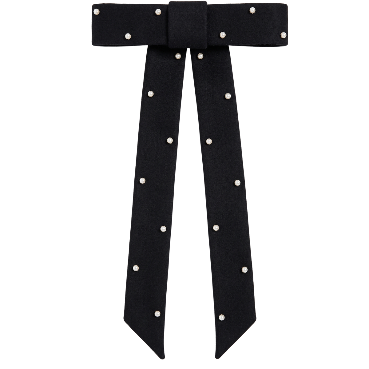 Scattered Pearls Bow Large Clip Black