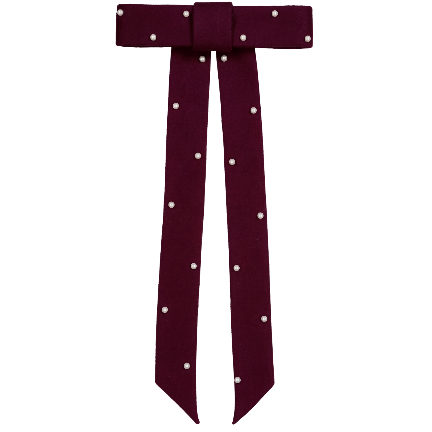 Scattered Pearls Bow Large Clip Burgundy