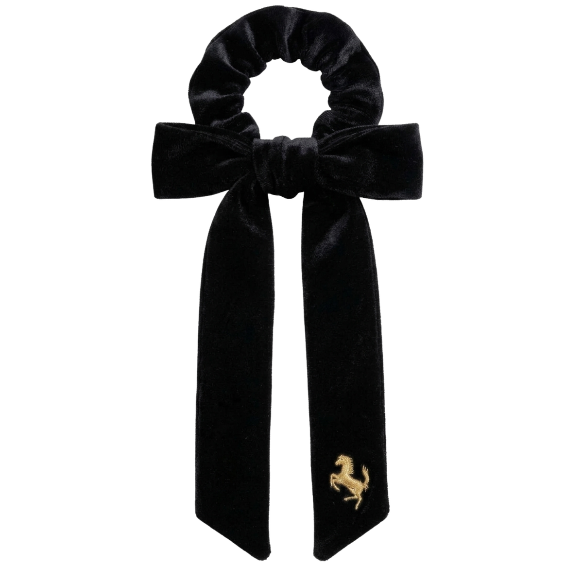 Rubber Horse Large Bow Scrunchy Black