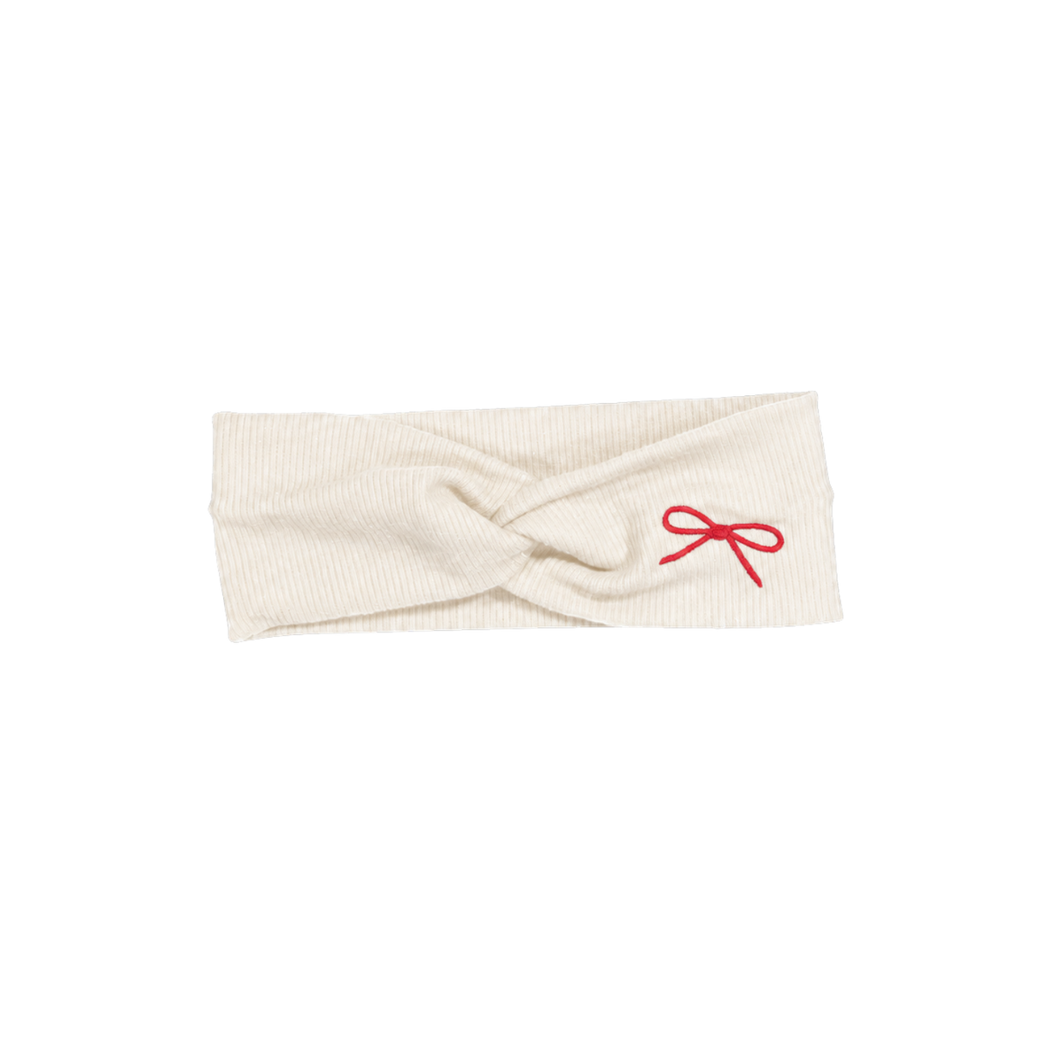 Embroidered Bow Twist Newborn Baby Headband Ivory