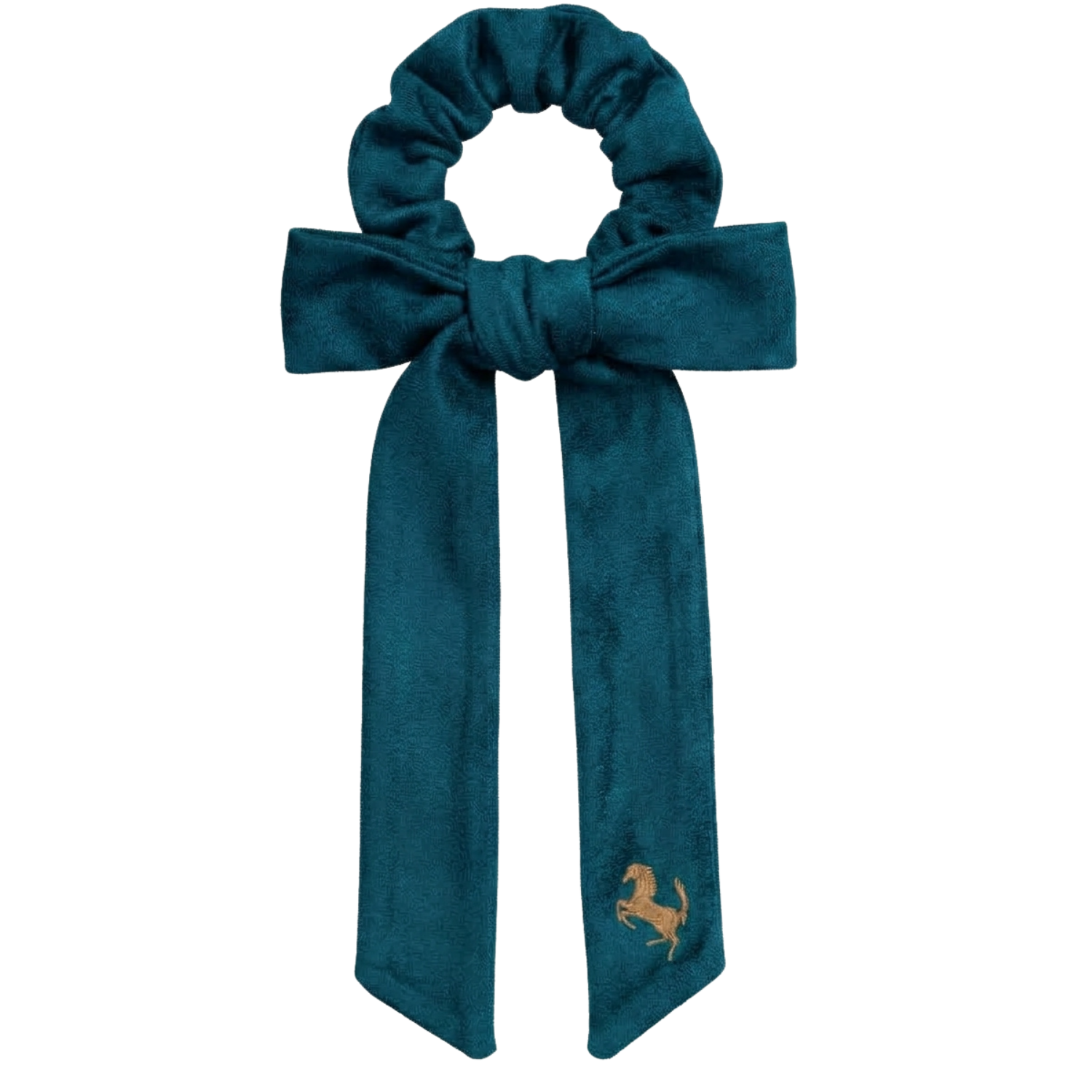 Rubber Horse Large Bow Scrunchy Teal