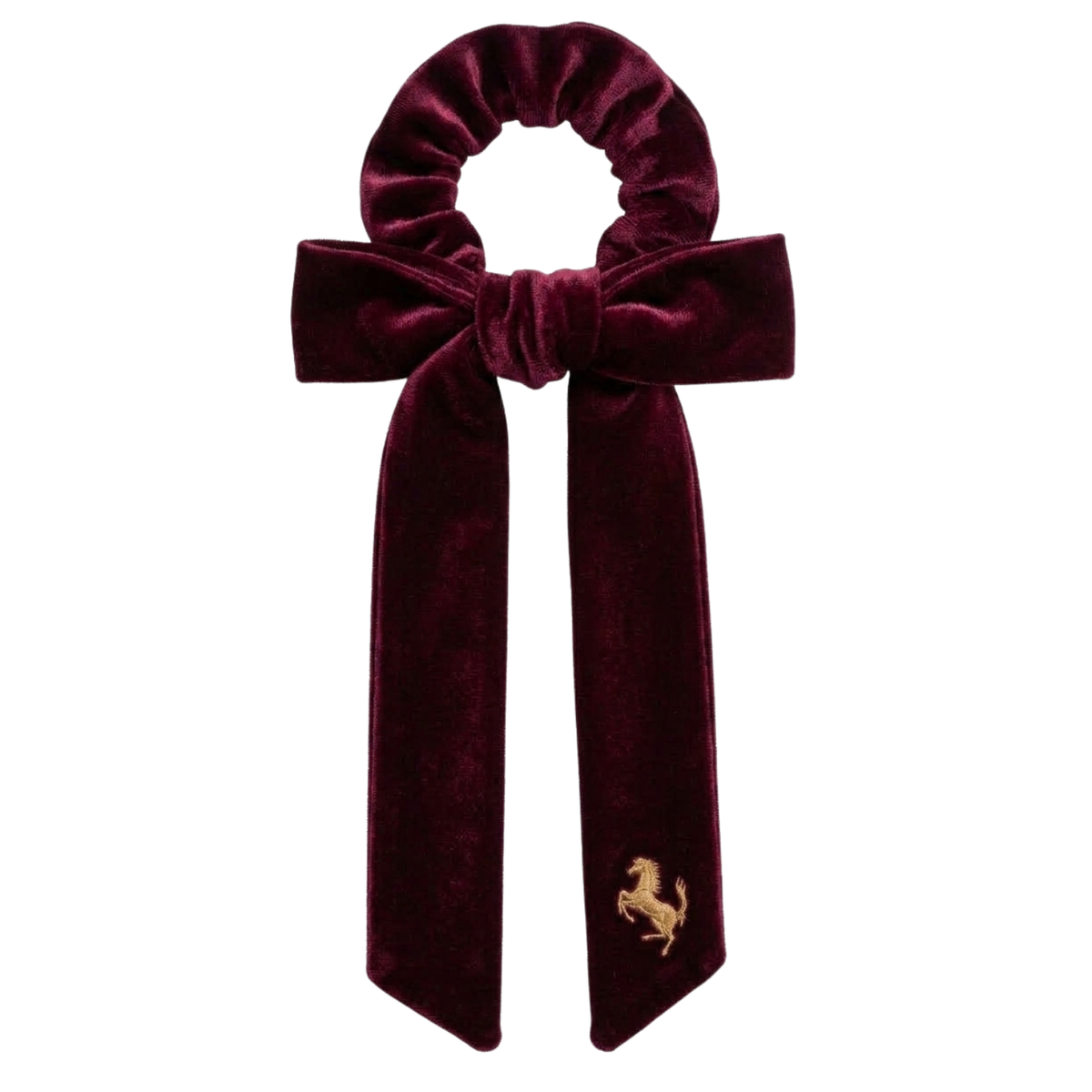 Rubber Horse Large Bow Scrunchy Burgundy