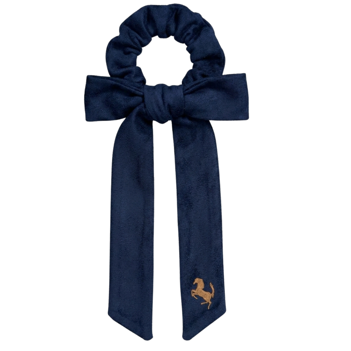 Rubber Horse Large Bow Scrunchy Navy