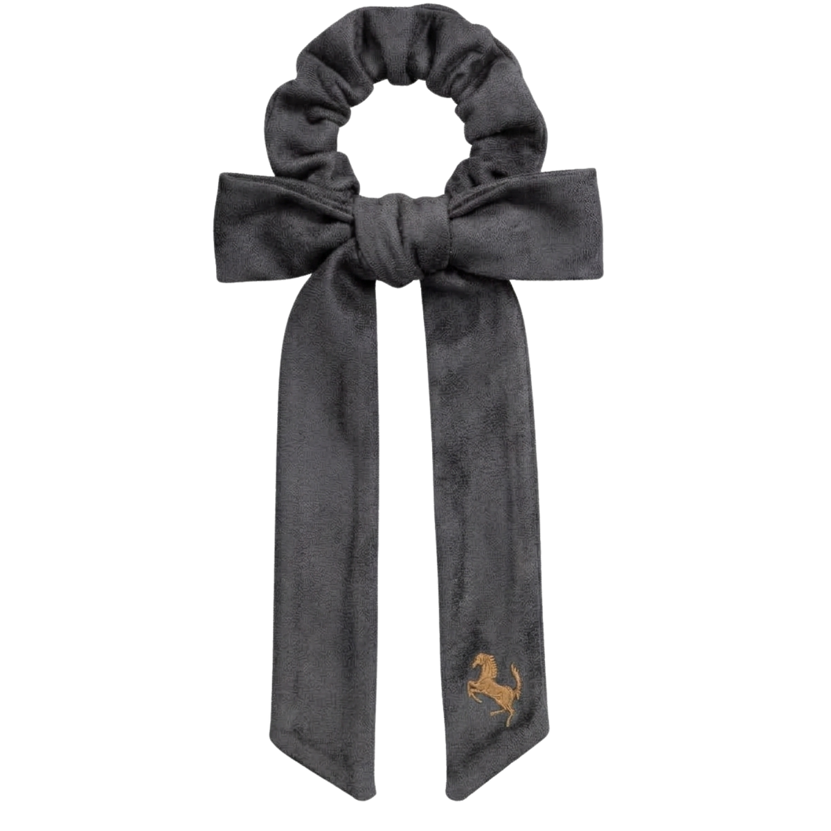 Rubber Horse Large Bow Scrunchy Grey