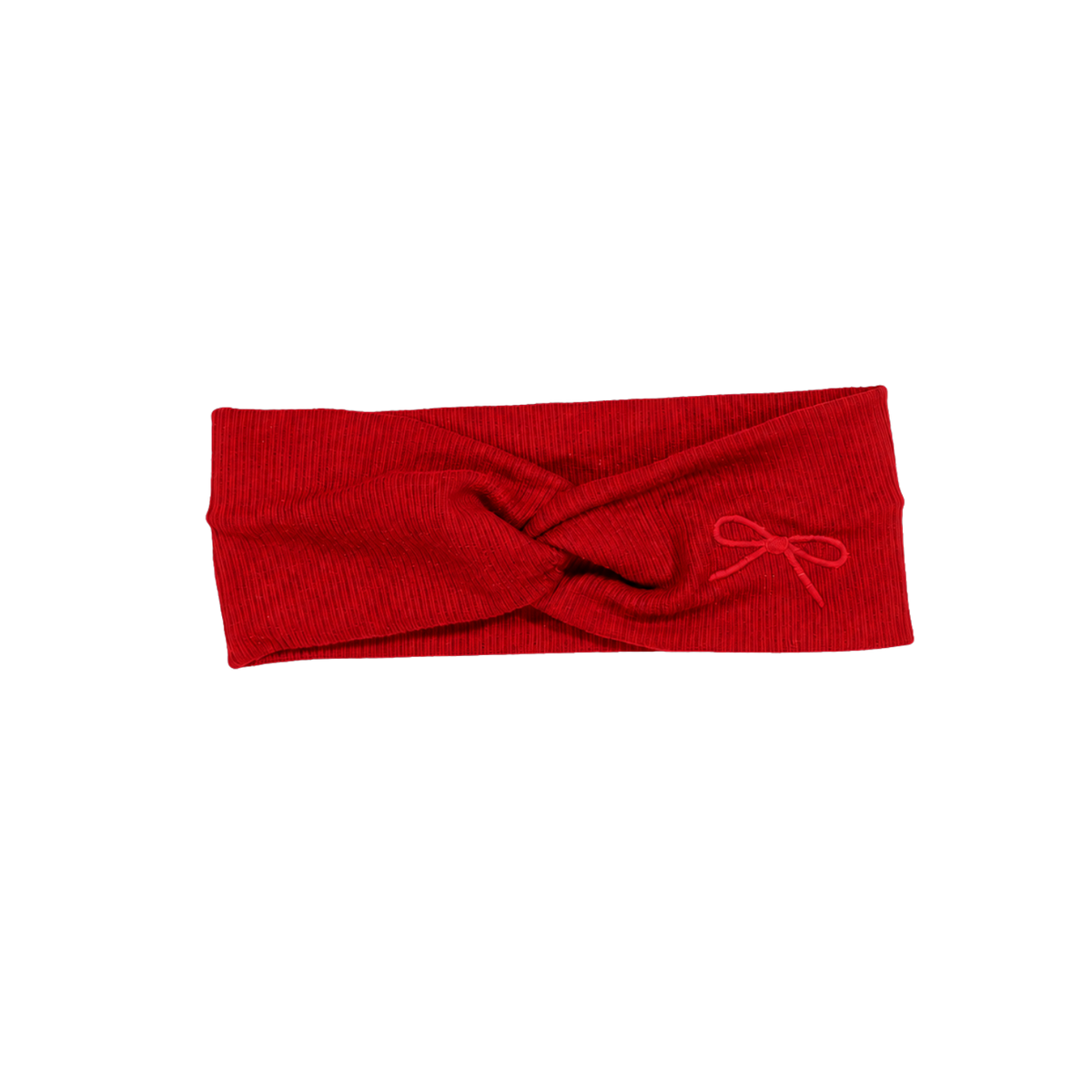 Embroidered Bow Twist Newborn Baby Headband Red