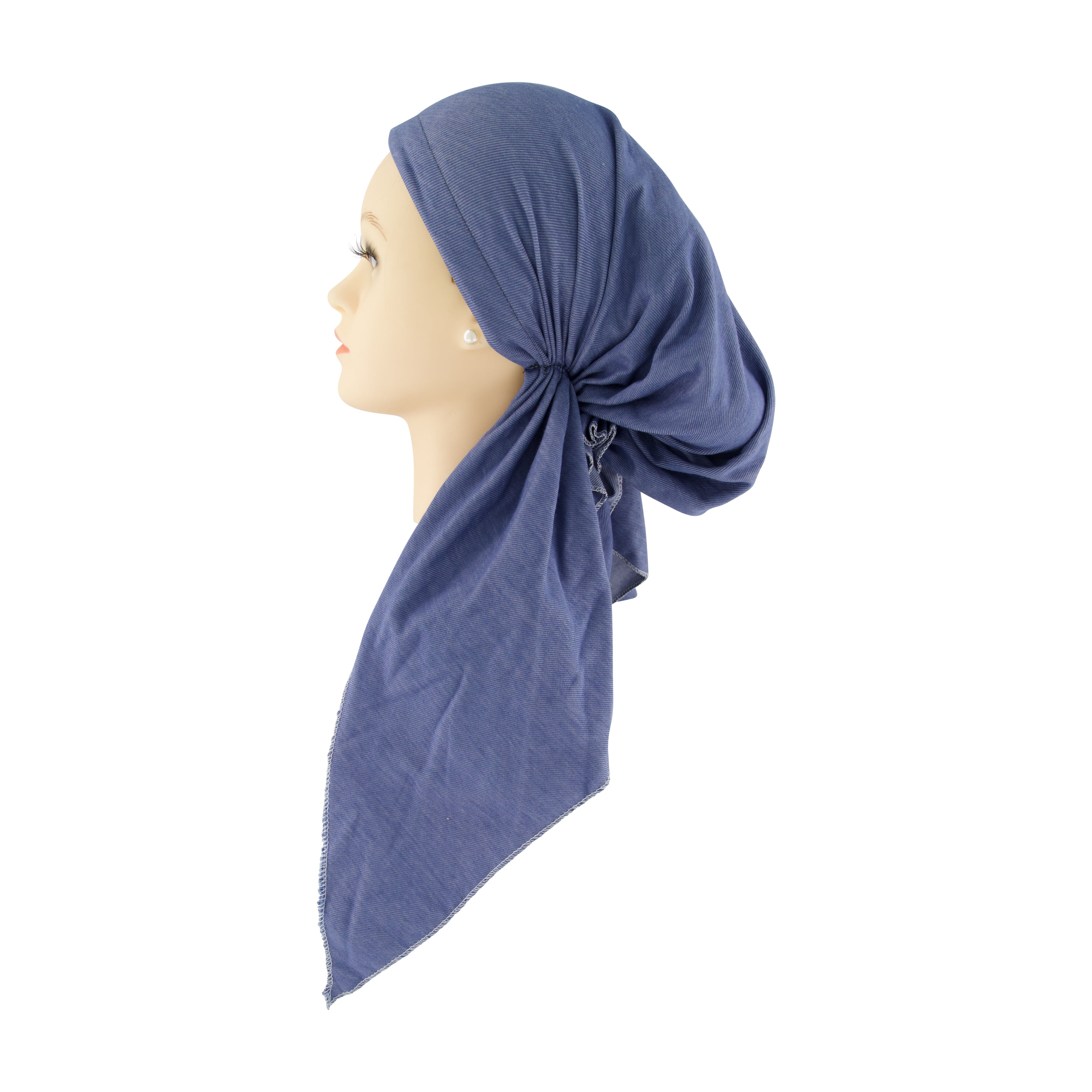 Denim Topstitching Edge Headscarf