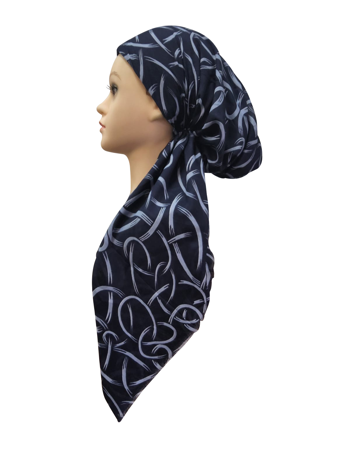 Loopy Swirls Headscarf Navy