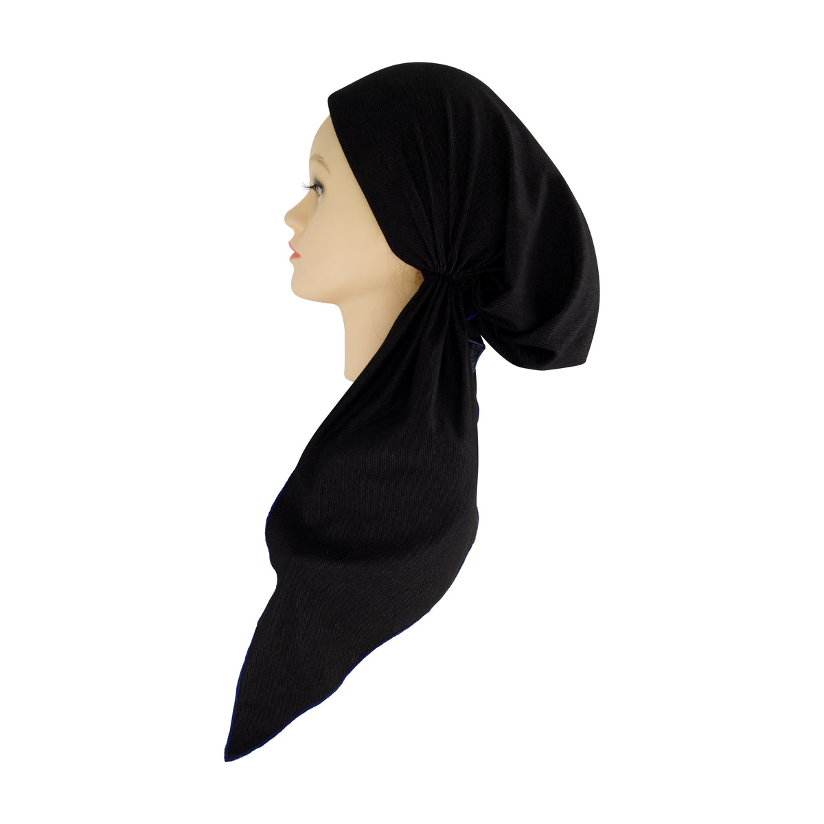 Denim Top Stitching Edge Headscarf Black/Royal