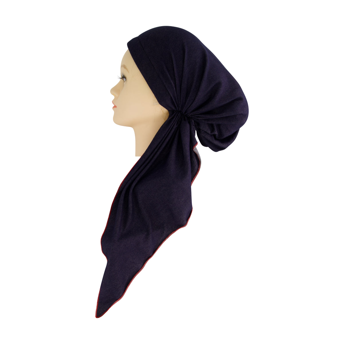 Denim Top Stitching Edge Headscarf Denim/Red
