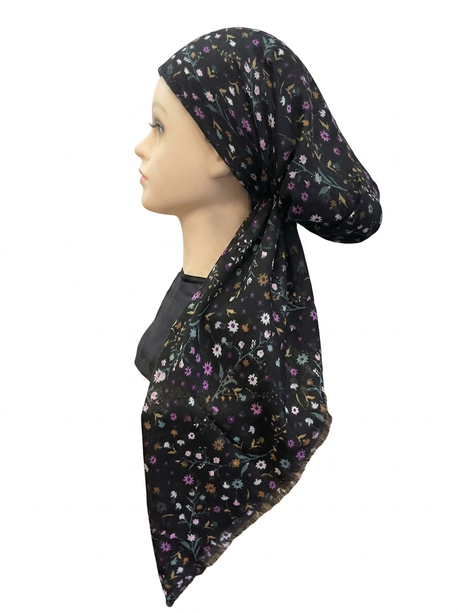 Floral Print Headscarf Black