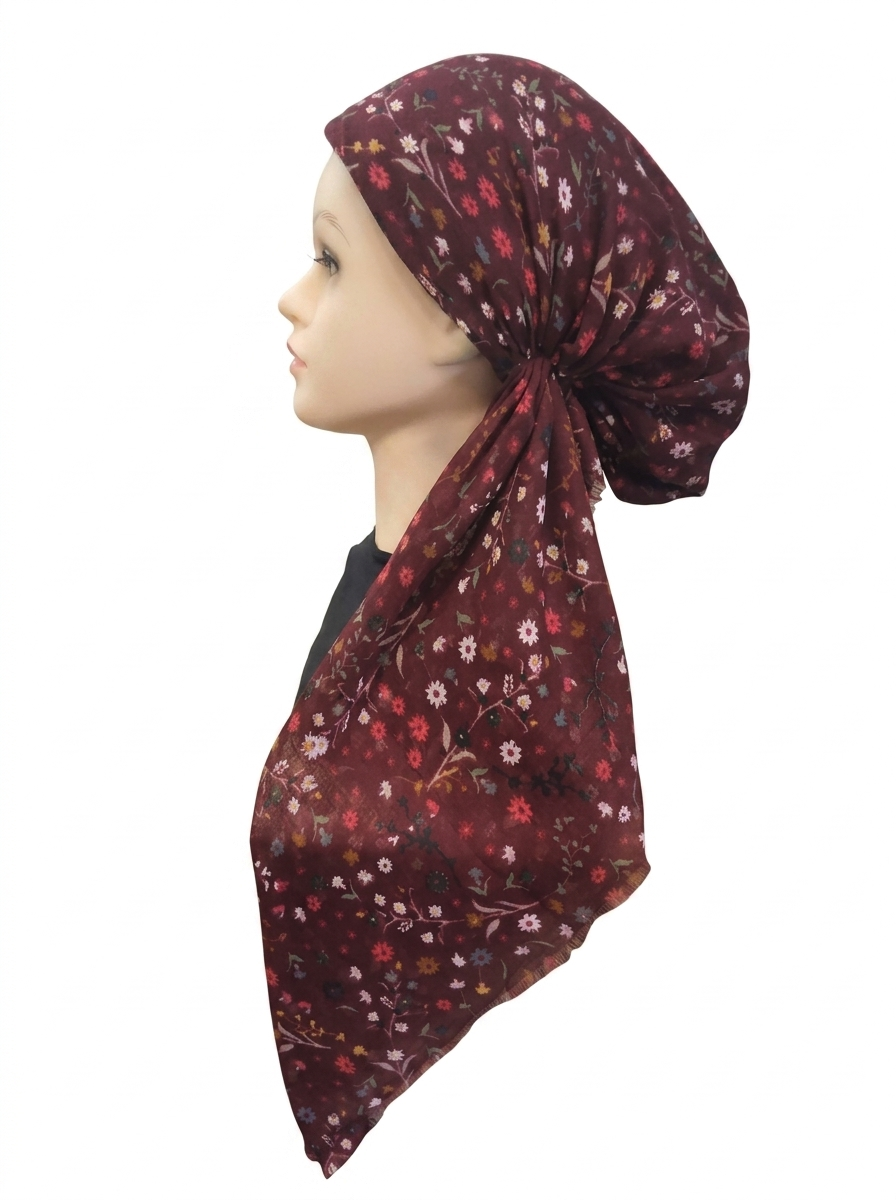 Floral Print Headscarf Burgundy