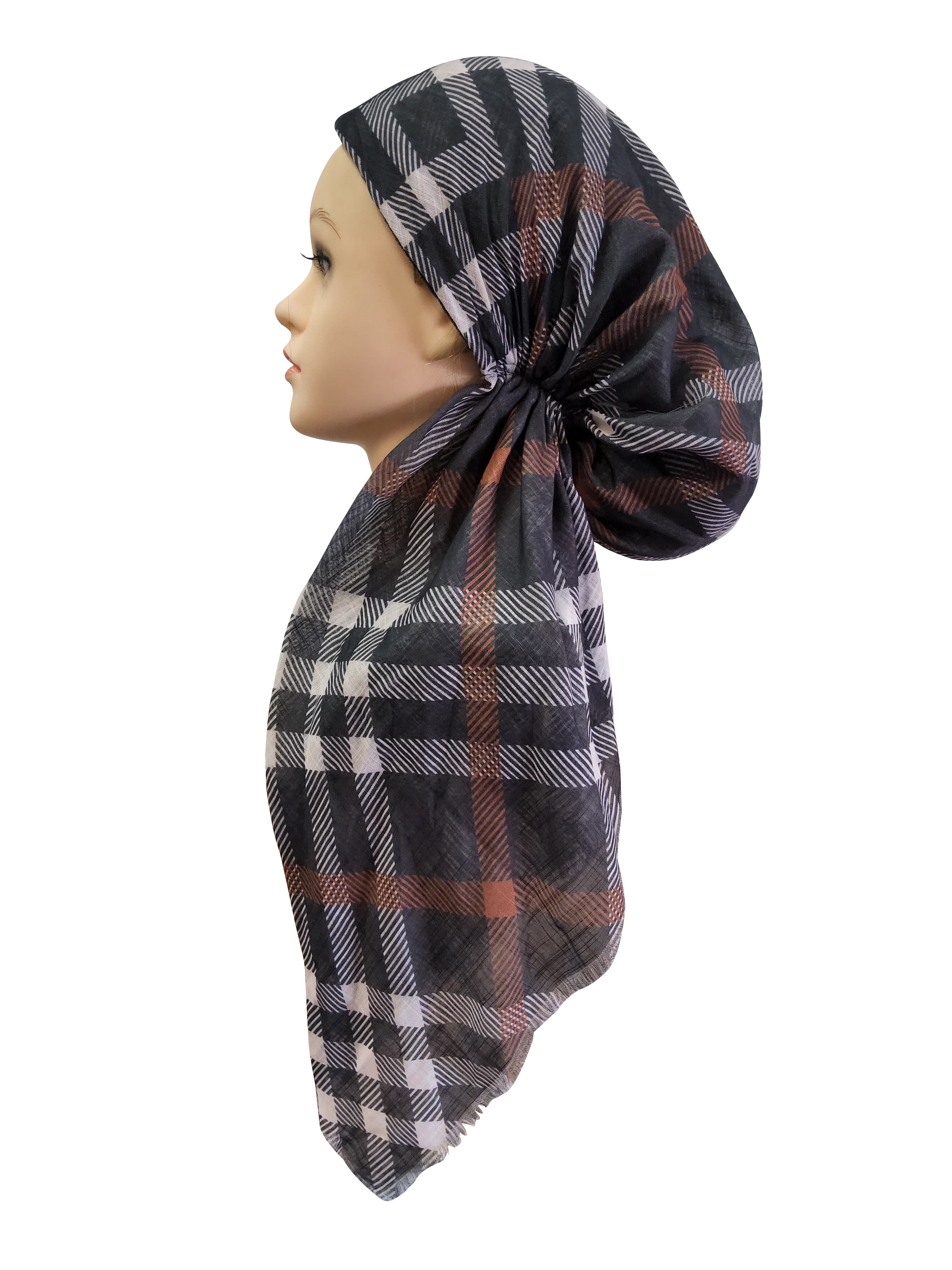 Plaid Headscarf Black/Rust