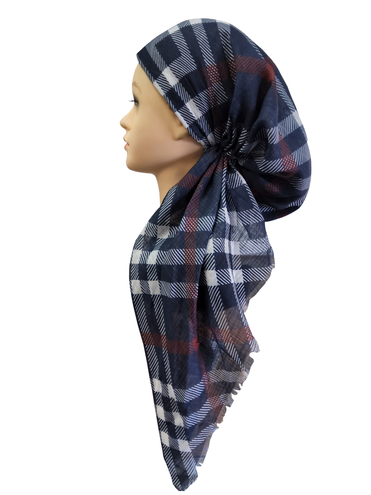 Plaid Headscarf Navy/Blue