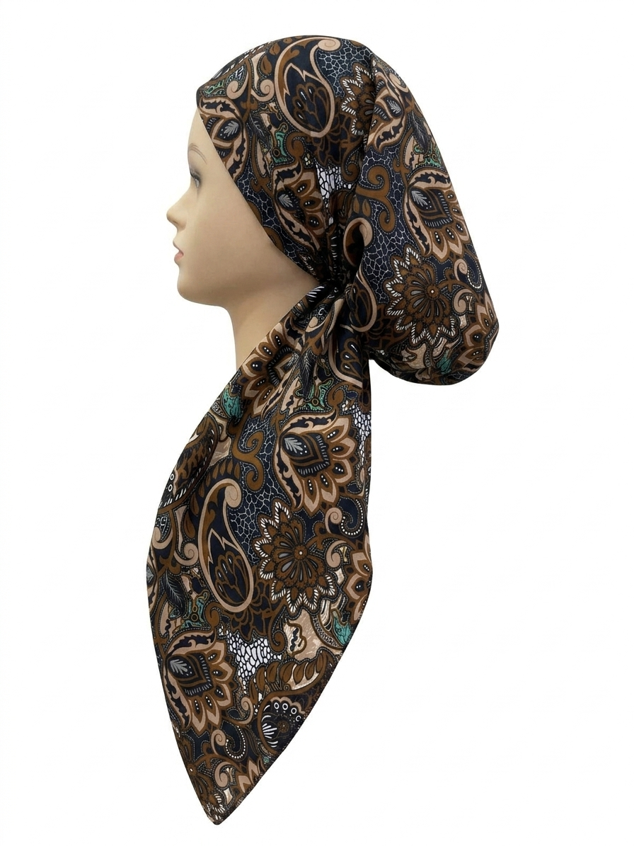 Multi Paisley Headscarf Black/Brown