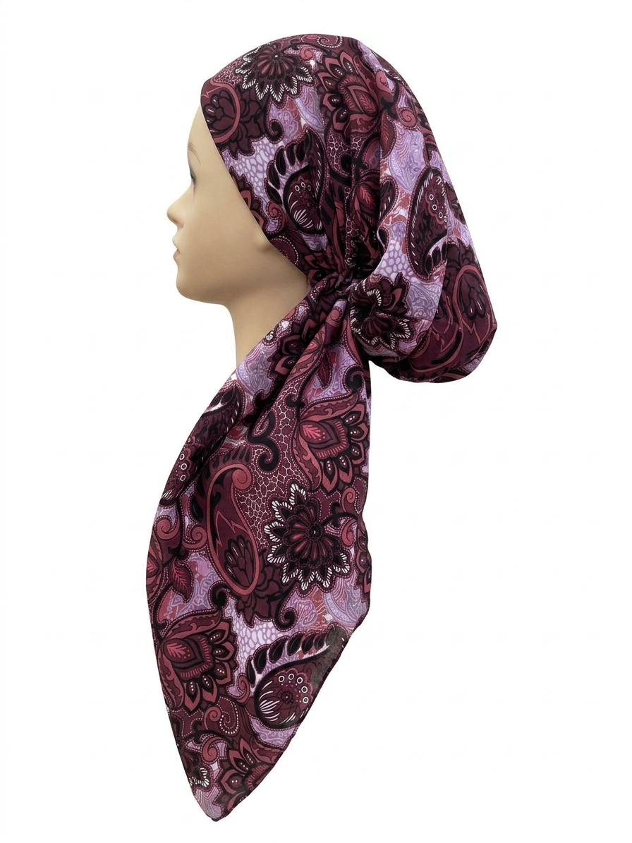 Multi Paisley Headscarf Rasberry