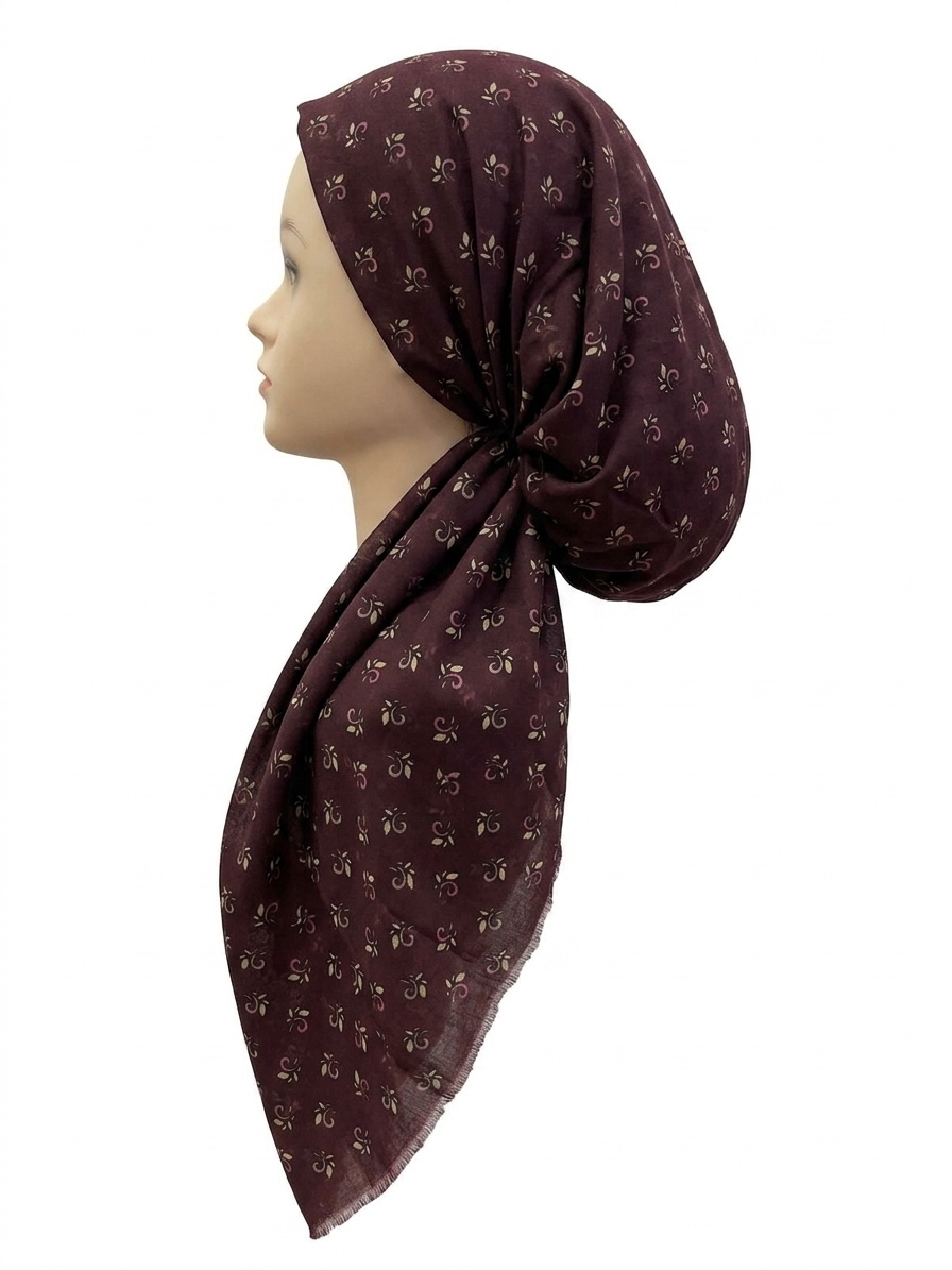 Floral Swirls Headscarf Burgundy