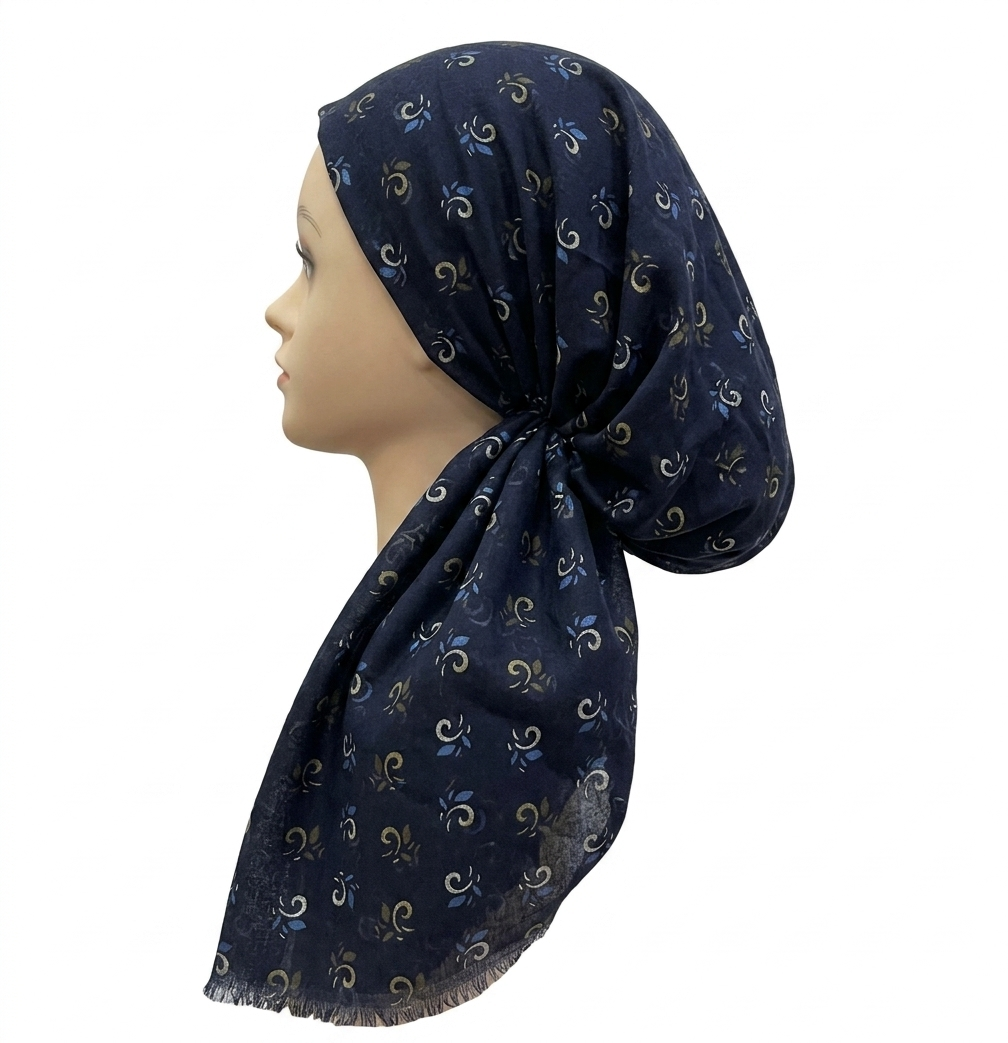 Floral Swirls Headscarf Navy