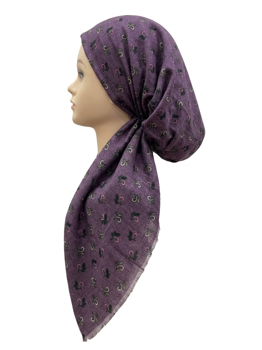 Floral Swirls Headscarf Plum