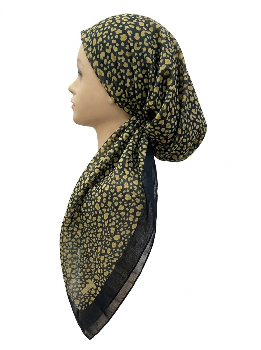 Leopard Border Headscarf Black