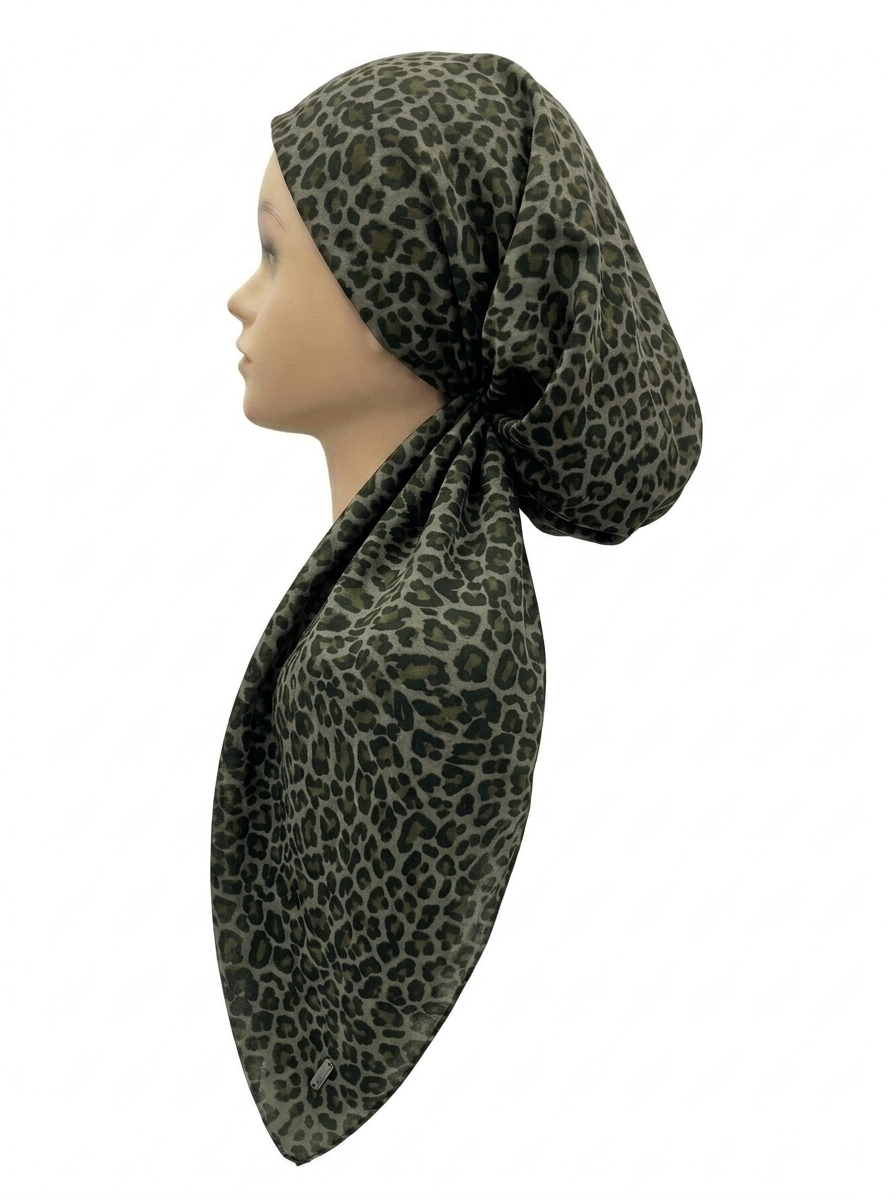 Leopard Headscarf Olive