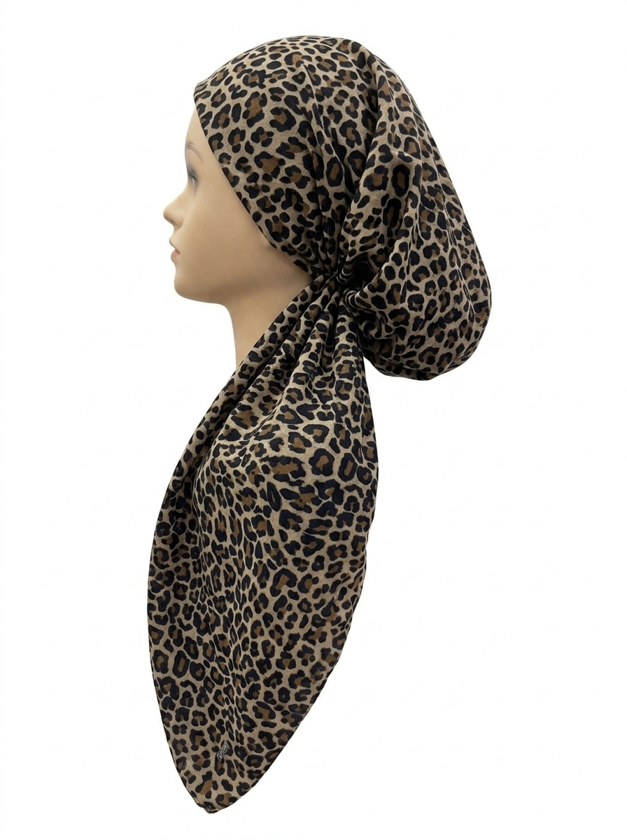 Leopard Headscarf Tan