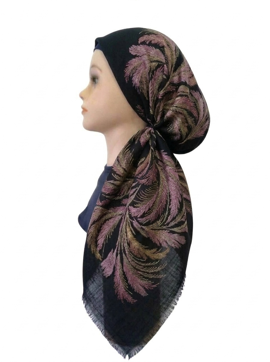 Leaves Headscarf Black