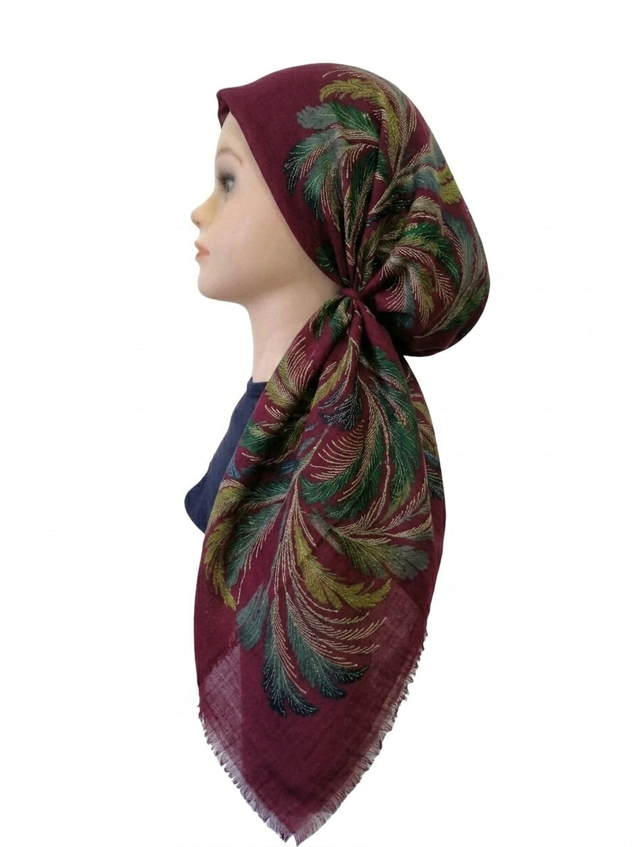 Leaves Headscarf Burgundy