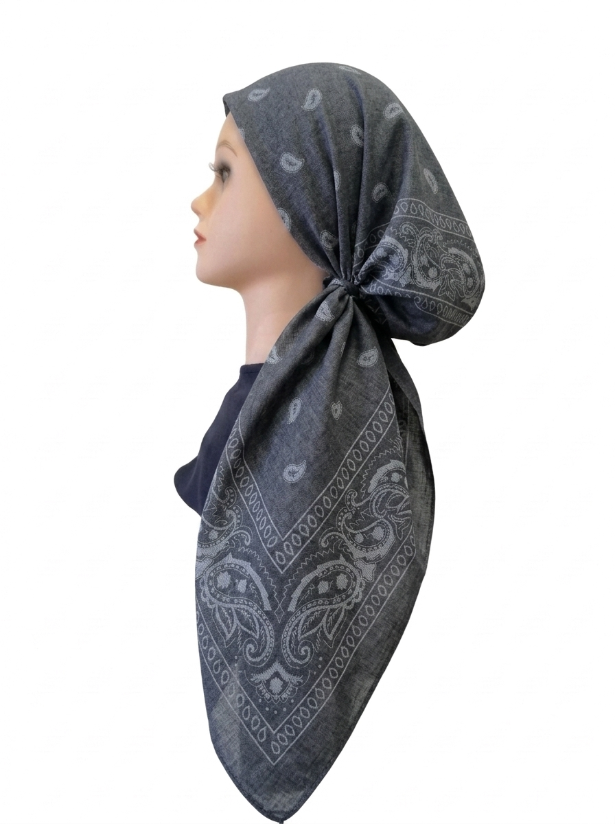 Bandana Print Headscarf Grey