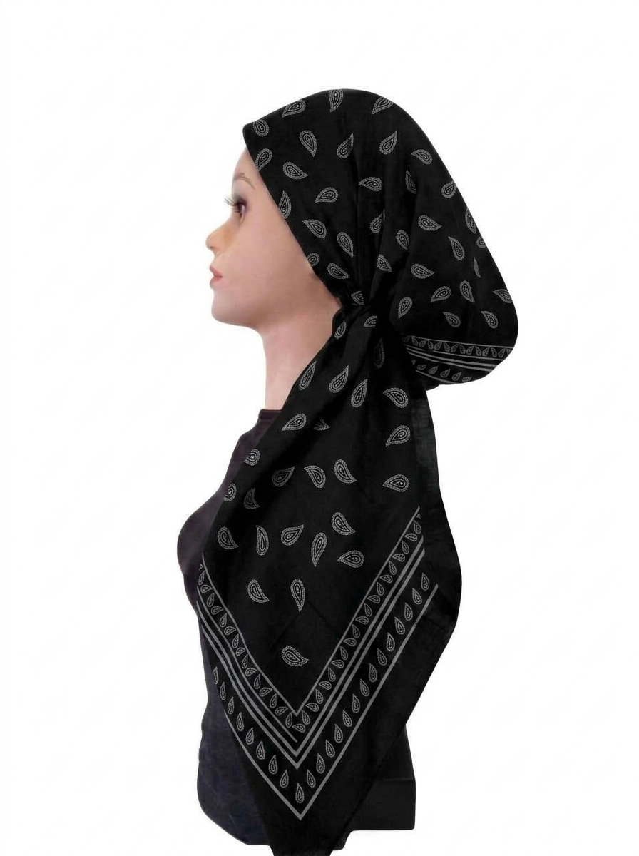 Paisley Headscarf Black/Grey